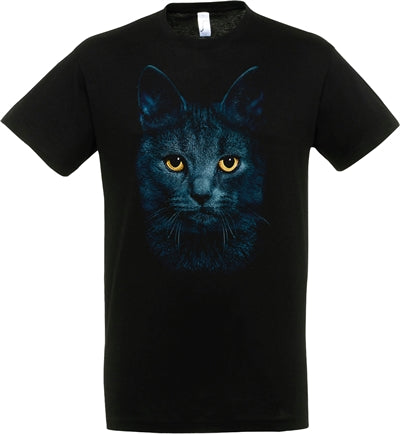 Merkloos T-Shirt Zwarte Kat Zwart