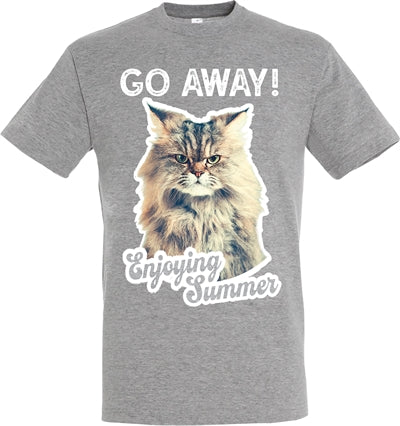 Merkloos T-Shirt Go Away Kat Grijs