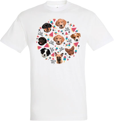 Merkloos T-Shirt Hello Summer Puppies Wit