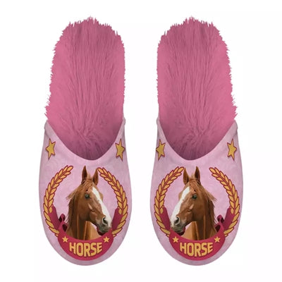 Merkloos Pantoffel Horse Roze