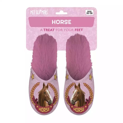 Merkloos Pantoffel Horse Roze