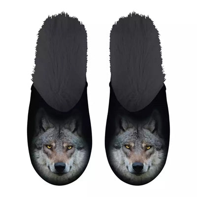 Merkloos Pantoffel Wolf Zwart